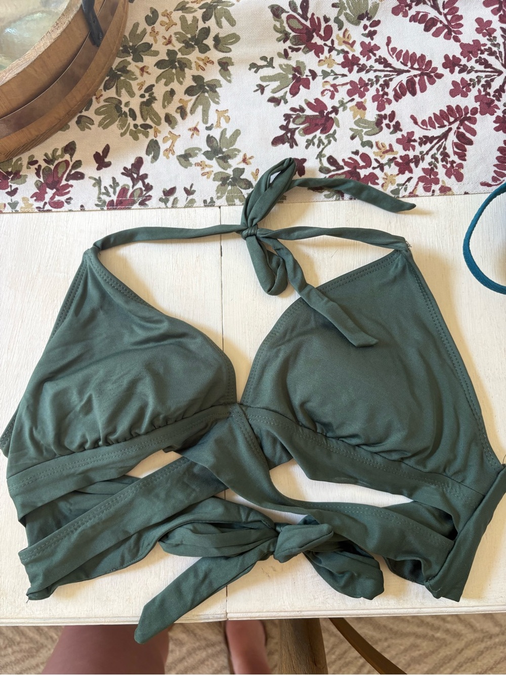 Olive Green Wrap Triangle Bikini Top